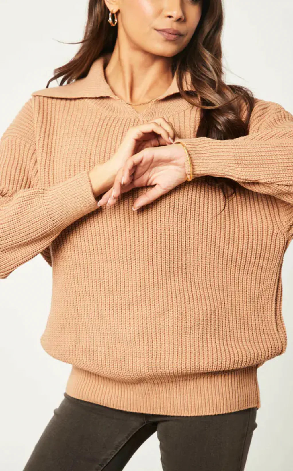 WIDE COLLAR CAMEL OVERSIZE JUMPER