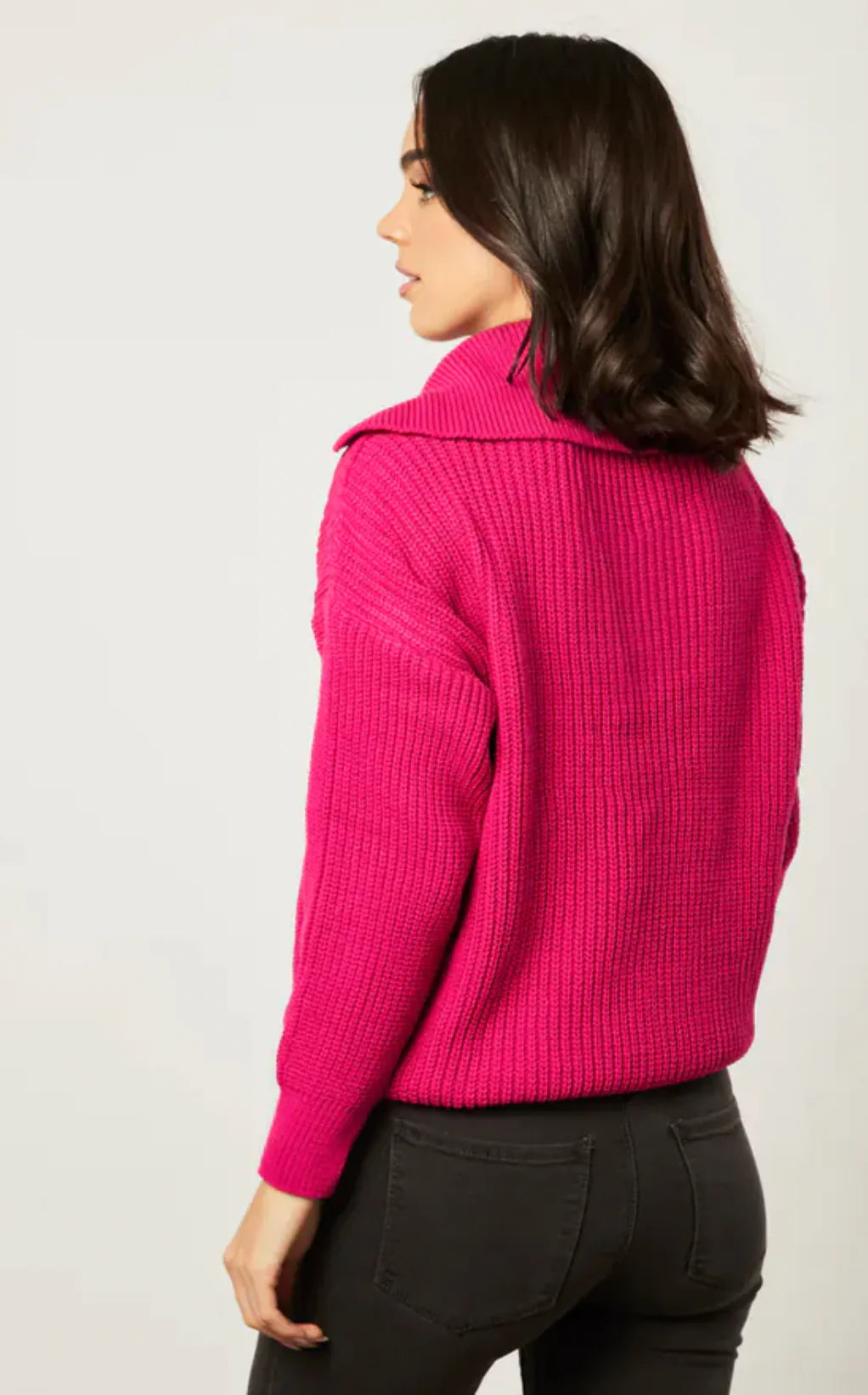 WIDE COLLAR OVERSIZE FUCHSIA JUMPER